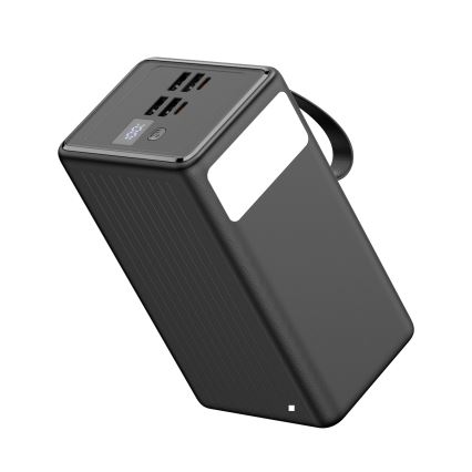 Batterie externe 70 000 mAh 20 W Power Delivery — 4x USB-A + 2x USB-C, torche LED intégrée et câble USB-C 1 m, noir