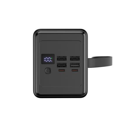Batterie externe 70 000 mAh 20 W Power Delivery — 4x USB-A + 2x USB-C, torche LED intégrée et câble USB-C 1 m, noir