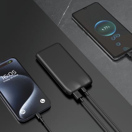 Batterie portative 10000 mAh 10W Power Delivery 2xUSB-C + 1xUSB-A noir