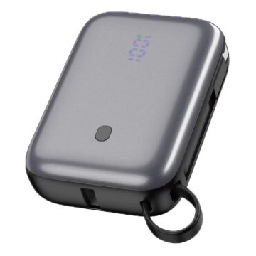 Batterie portative 10000 mAh 20W Power Delivery Compact avec câble USB-C rétractable intégré 1m noir