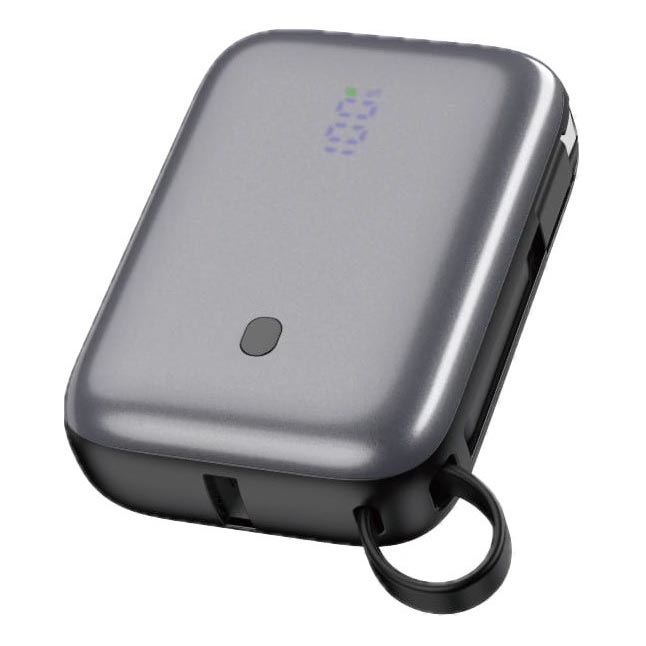 Batterie portative 10000 mAh 20W Power Delivery Compact avec câble USB-C rétractable intégré 1m noir