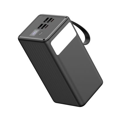 Batterie portative 60000 mAh 20W Power Delivery 4xUSB-A + 2xUSB-C avec Lampe de poche LED et câble USB-C 1m noir