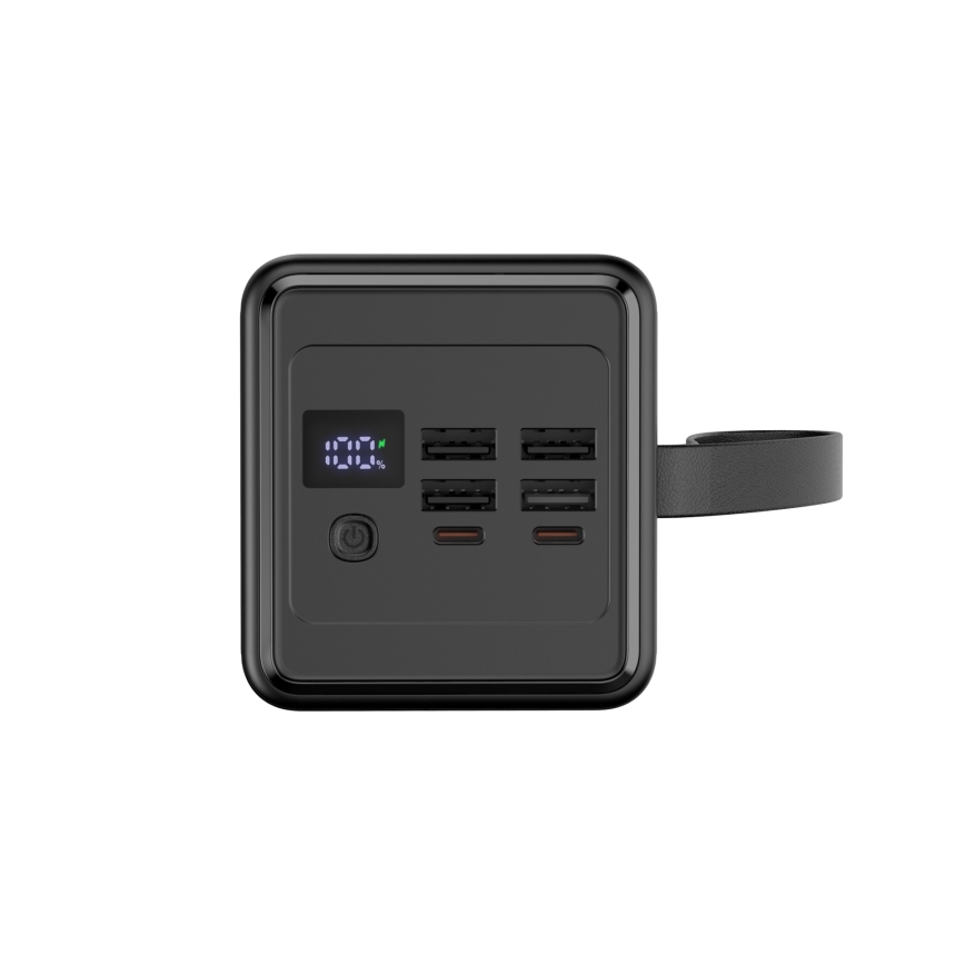 Batterie portative 60000 mAh 20W Power Delivery 4xUSB-A + 2xUSB-C avec Lampe de poche LED et câble USB-C 1m noir
