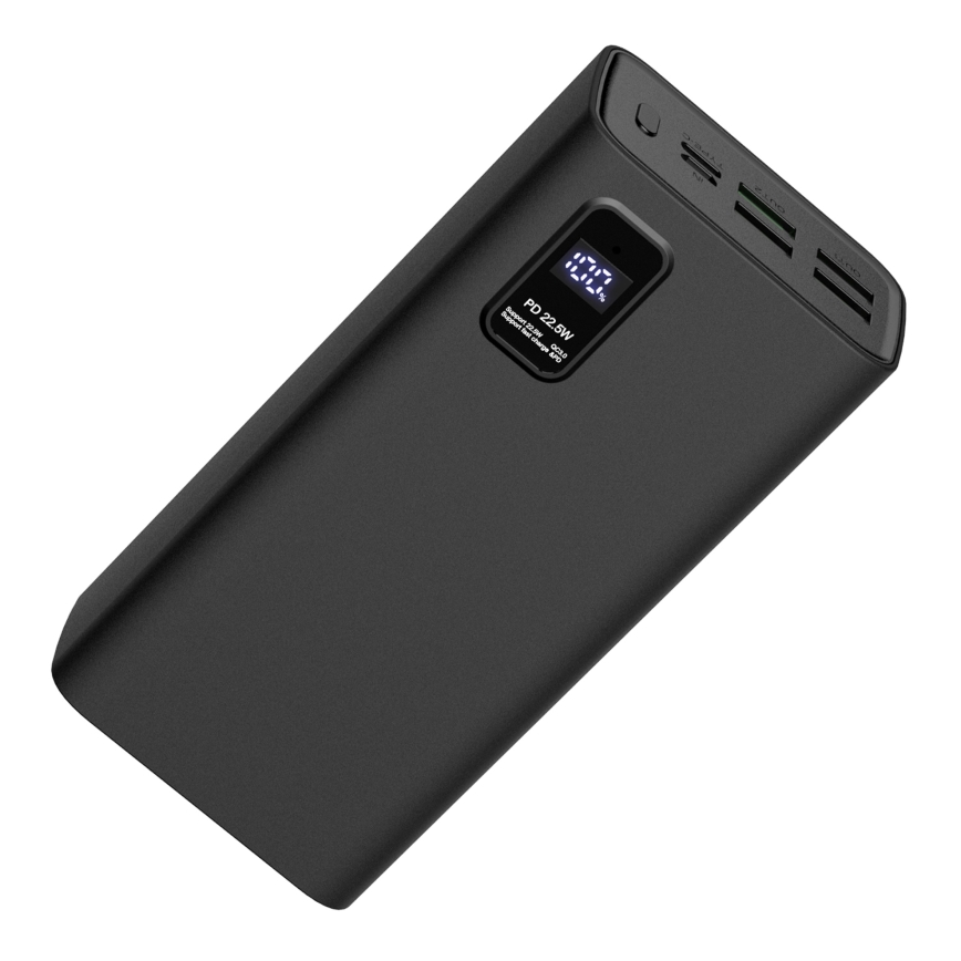 Batterie portative avec affichage LED Power Delivery 30000 mAh 3,7V noire