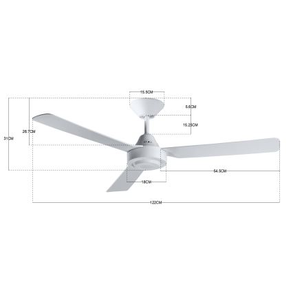 BAYSIDE 213015 - Ventilateur de plafond CALYPSO blanc