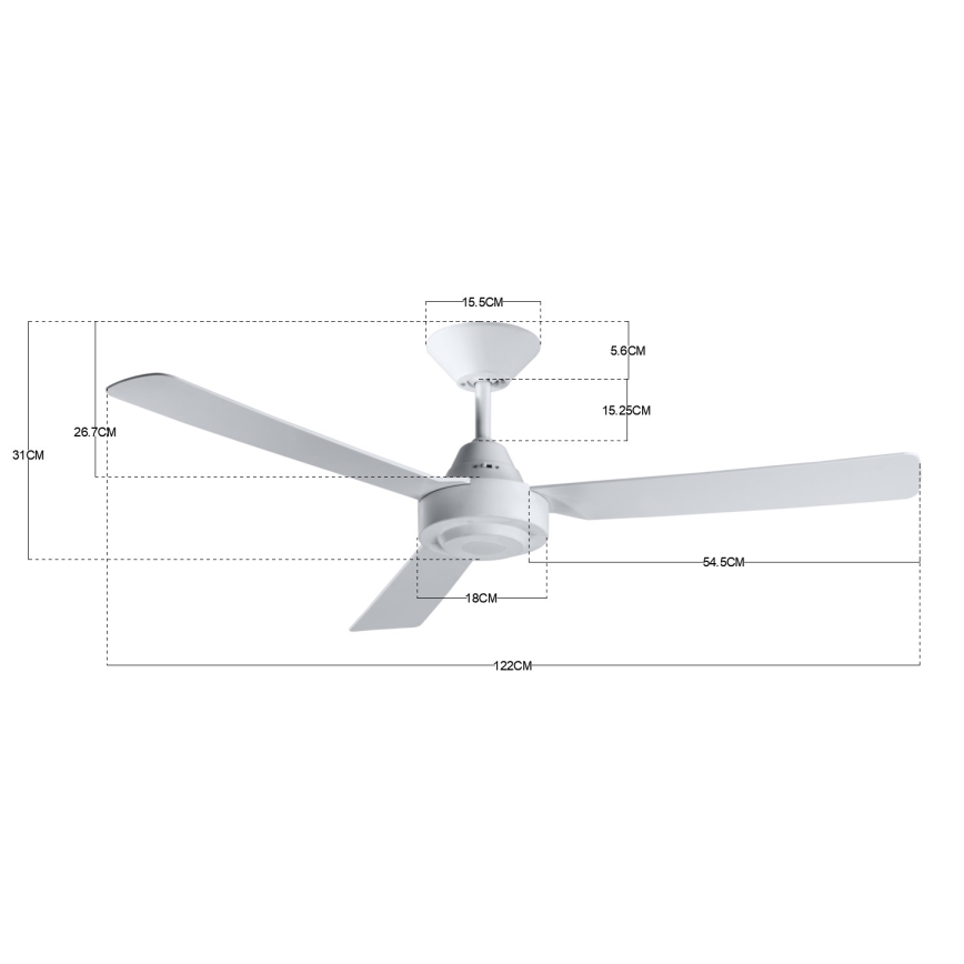 BAYSIDE 213015 - Ventilateur de plafond CALYPSO blanc