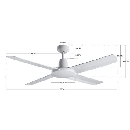 BAYSIDE 213025 - da esterno soffitto ventilatore NAUTILUS IP55 bianco