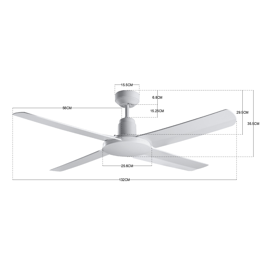 BAYSIDE 213025 - da esterno soffitto ventilatore NAUTILUS IP55 bianco