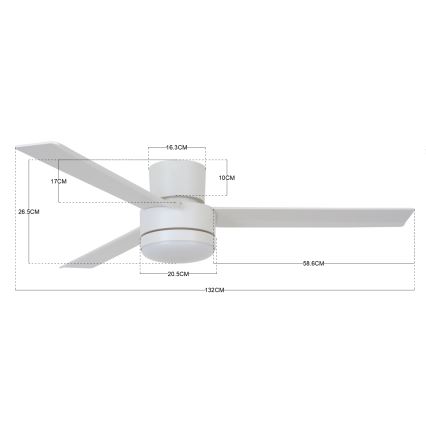BAYSIDE 213036 - LED-Deckenventilator LAGOON GX53/17W/230V weiß + Fernbedienung