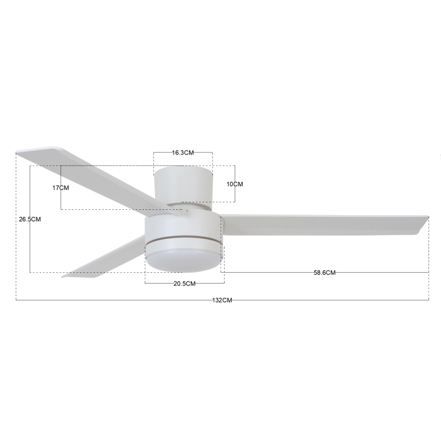 BAYSIDE 213036 - LED-Deckenventilator LAGOON GX53/17W/230V weiß + Fernbedienung