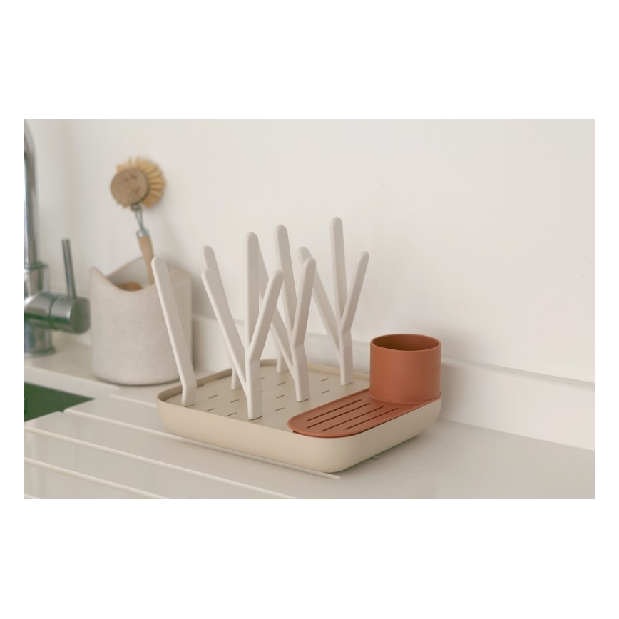 Beaba - Abtropfgestell für Flaschen beige/orange