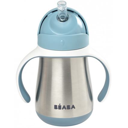 Beaba - Gobelet isotherme avec paille 250 ml bleu