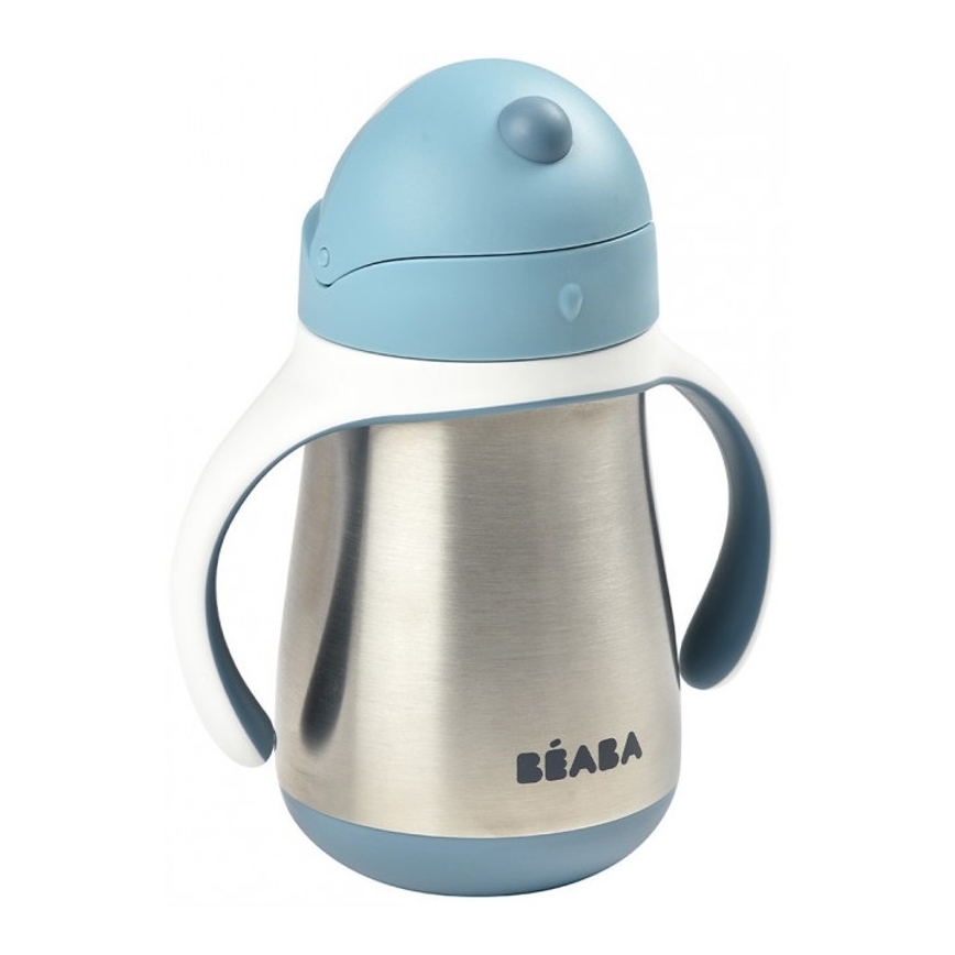 Beaba - Gobelet isotherme avec paille 250 ml bleu