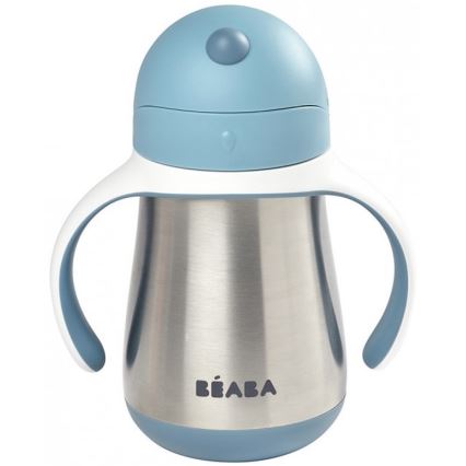 Beaba - Gobelet isotherme avec paille 250 ml bleu