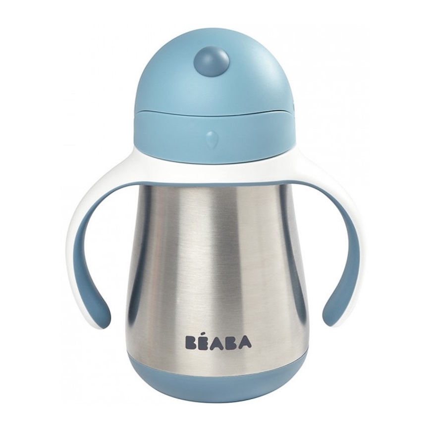 Beaba - Gobelet isotherme avec paille 250 ml bleu