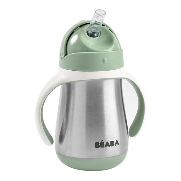 Beaba - Gobelet isotherme avec paille 250 ml, vert