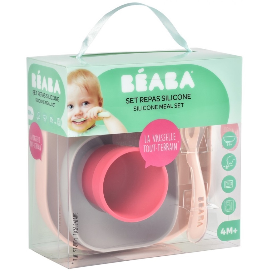 Beaba - Set da pranzo per bambini Rosa 4 pz