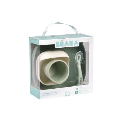 Beaba - Set de vaisselle pour enfants, vert sauge, 4 pièces