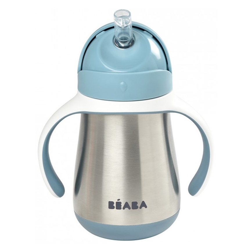 Beaba –  Thermoisolierter Becher mit Strohhalm 250 ml blau