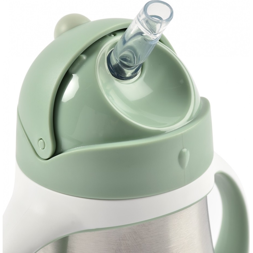 Beaba – Thermoisolierter Becher mit Strohhalm 250 ml grün