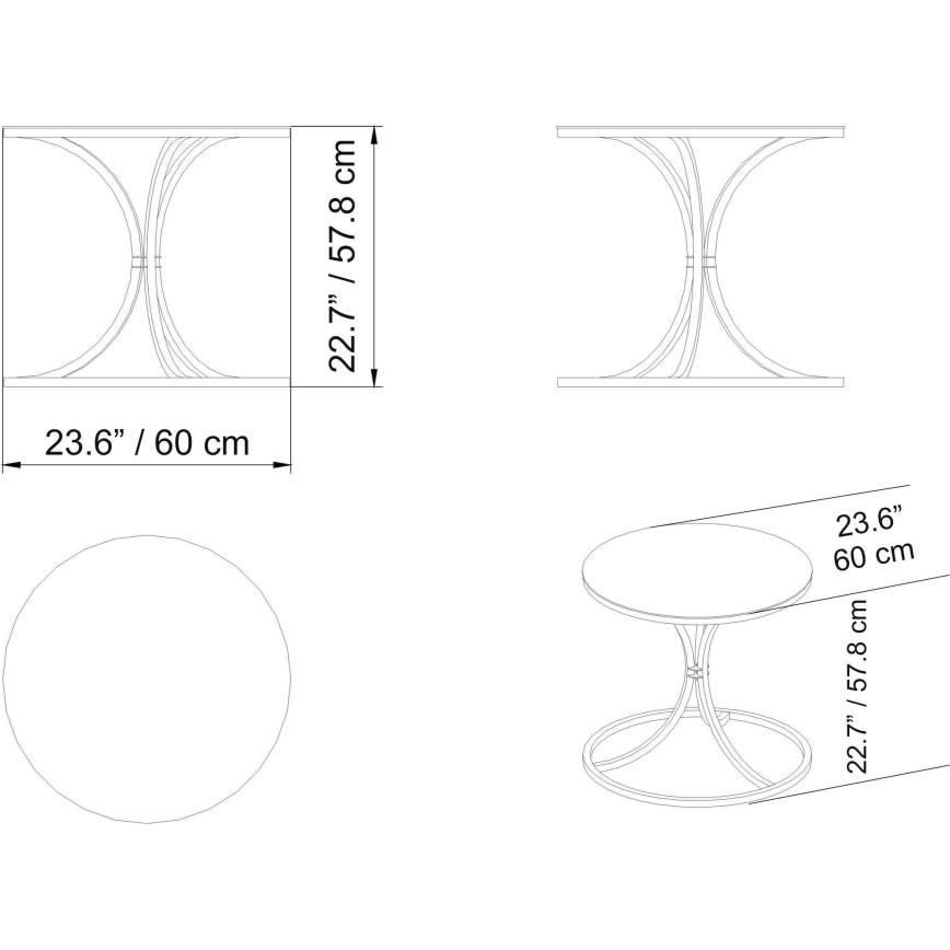Beistelltisch CORLEAONE 57,8x60 cm schwarz