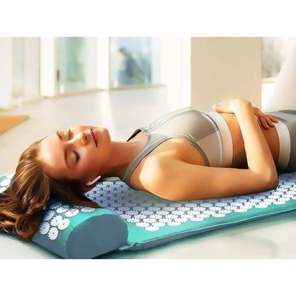 Beper - Tapis d'acupression et coussin couleur menthe