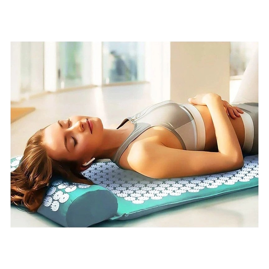 Beper - Tappetino e cuscino per agopressione, colore menta