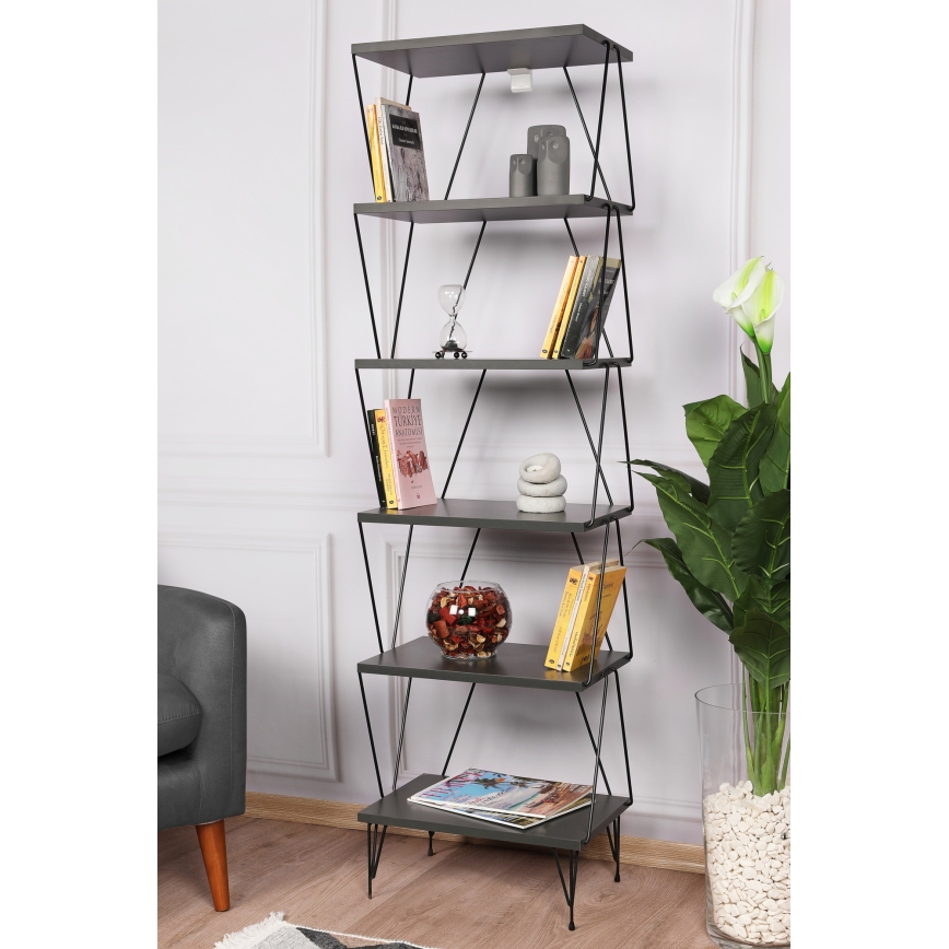 Bibliothèque BALABAN 165x48 cm anthracite/noire