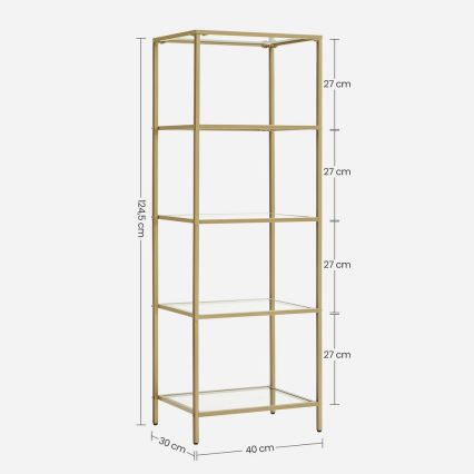 Bibliothèque GLASY 40x125x30 cm dorée
