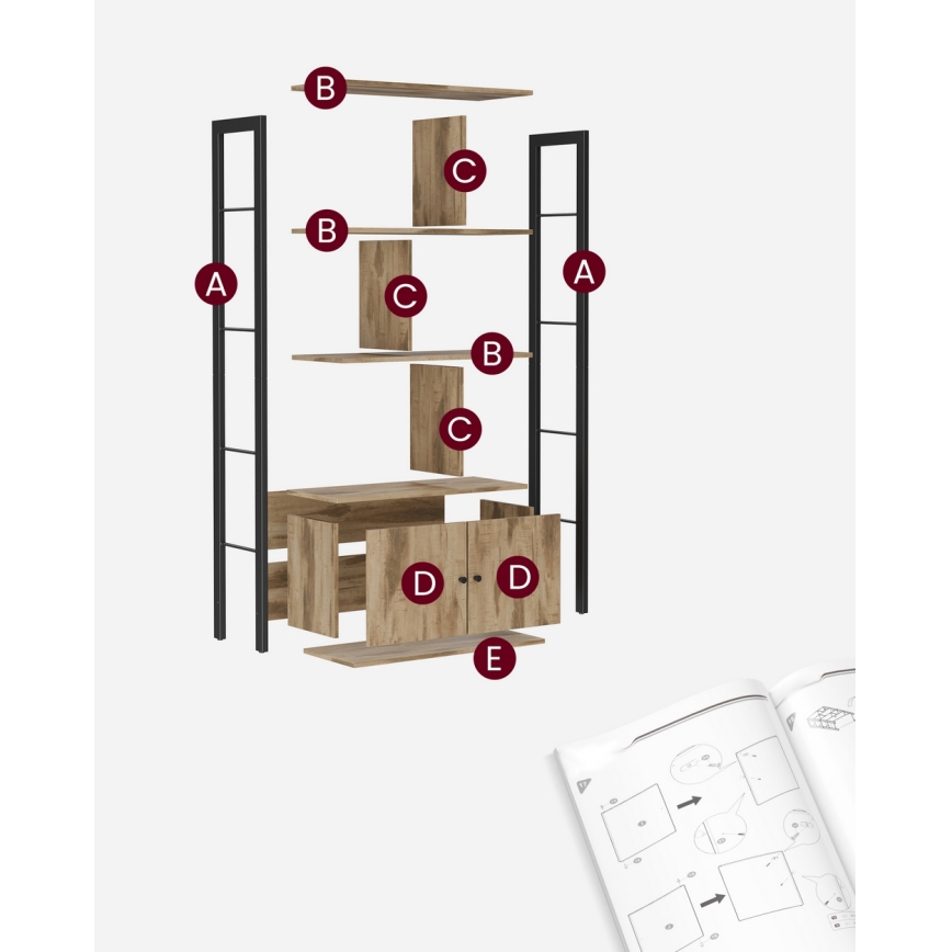 Bibliothèque NAVARO marron/noir