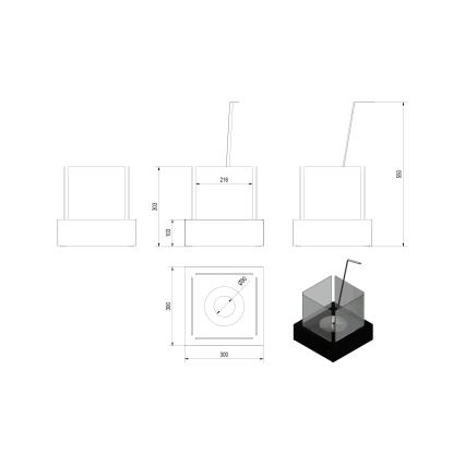 Kratki - Camino bioetanolo 30,3x30 cm 1kW bianco