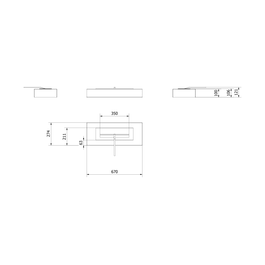 Kratki - BIO-Kamin 10x67 cm 3 kW schwarz