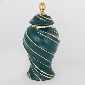 Bocal en céramique 41x20 cm doré/vert