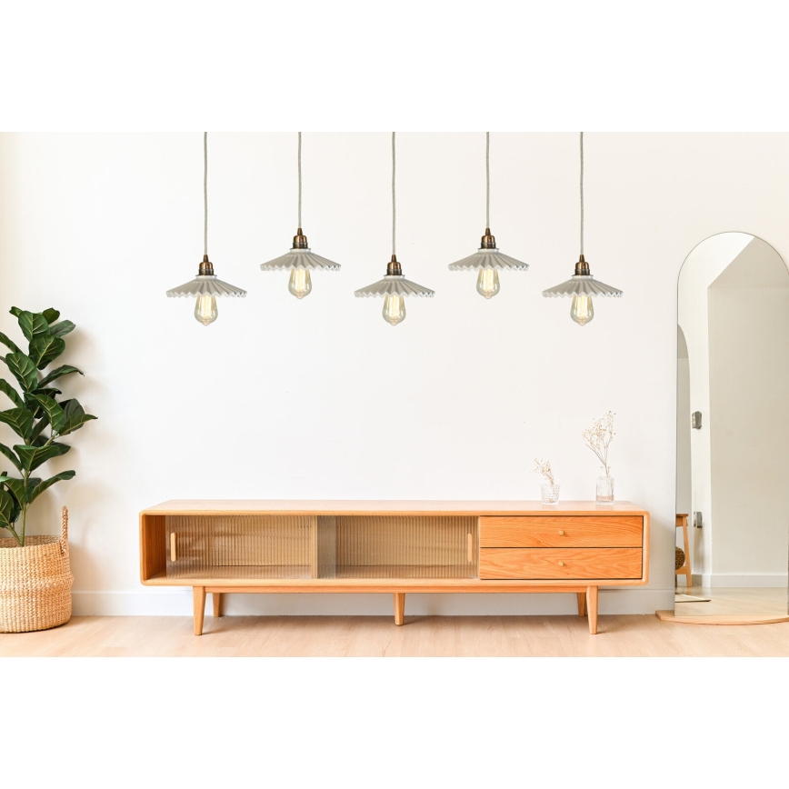 Bohemia-Design - Lampadario in porcellana a sospensione con cavo 1xE27/60W/230V