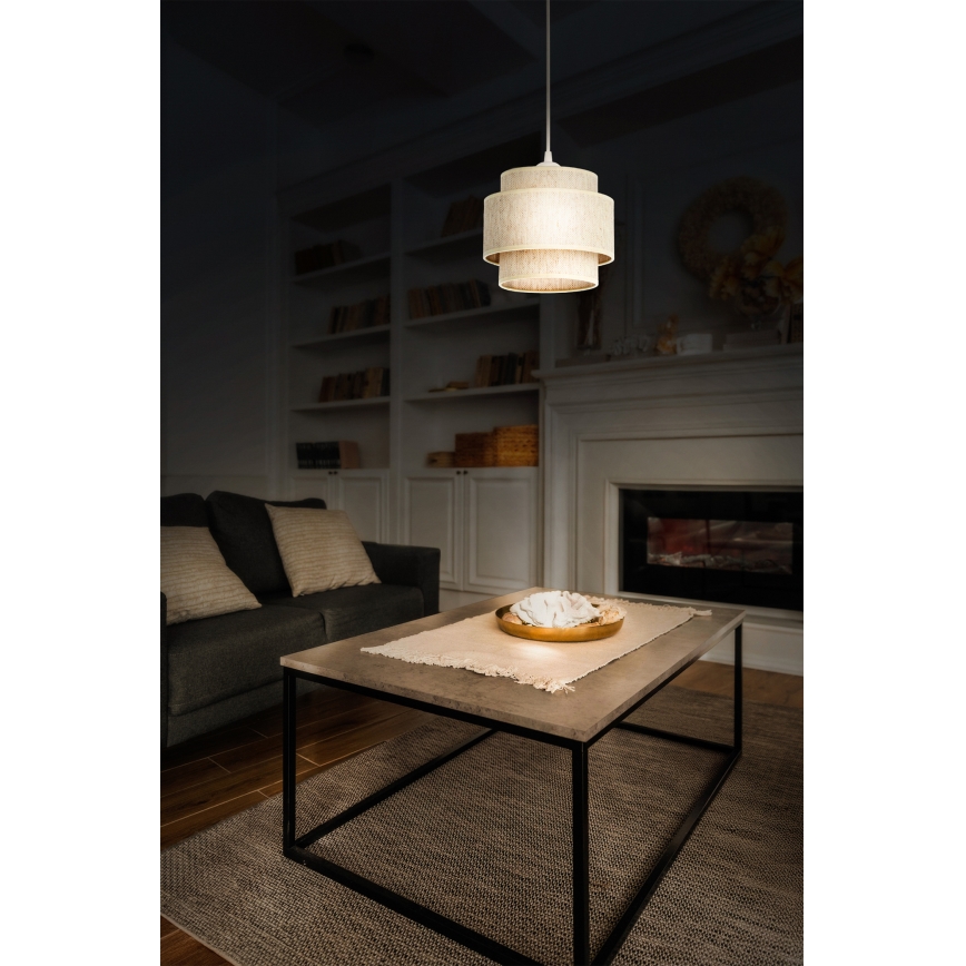 BOHO Pendelleuchte an Kabel 1x E27/60W/230V Ø 20 cm weiß