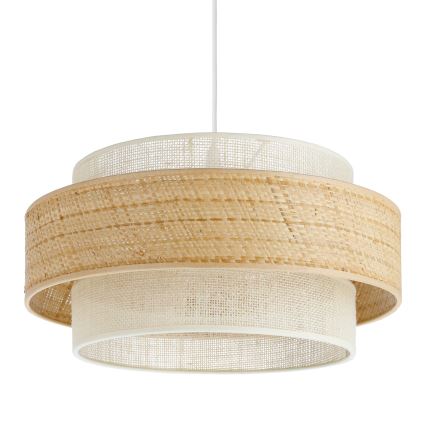 BOHO Pendelleuchte an Kabel 1xE27/60W/230V Ø 40 cm Jute/Cremefarben