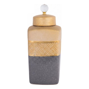 Boîte en céramique 30x14,5x14,5 cm gris/doré