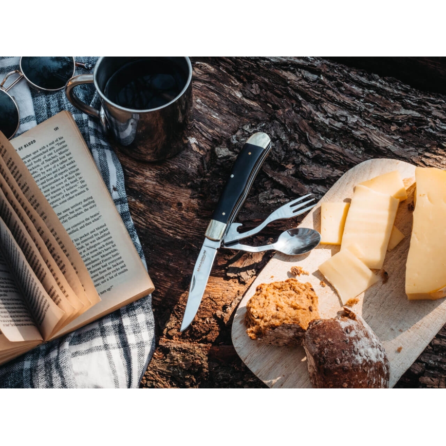 Böker - Taschenmesser mit Besteck Magnum Bon Appetite 18,7 cm Pakkaholz