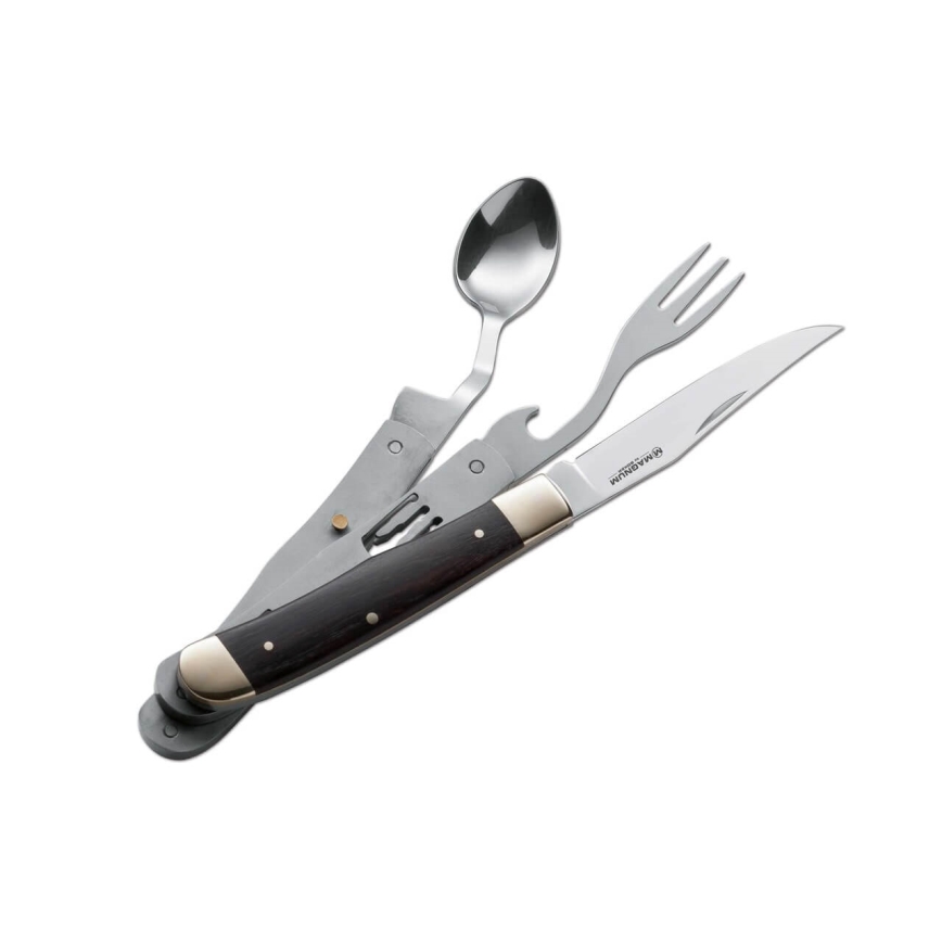 Böker - Taschenmesser mit Besteck Magnum Bon Appetite 18,7 cm Pakkaholz