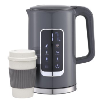 Bollitore con display LCD 1,7 l 2200W/230V grigio + tazza da viaggio 450 ml