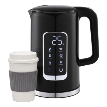 Bollitore con display LCD 1,7 l 2200W/230V nero + tazza da viaggio 450 ml