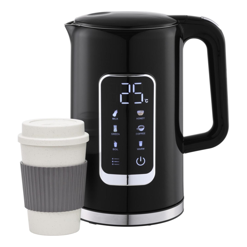 Bollitore con display LCD 1,7 l 2200W/230V nero + tazza da viaggio 450 ml
