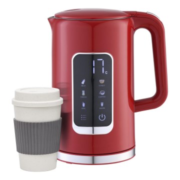 Bollitore con display LCD 1,7 l 2200W/230V rosso + tazza da viaggio 450 ml