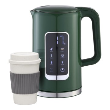 Bollitore con display LCD 1,7 l 2200W/230V verde + tazza da viaggio 450 ml