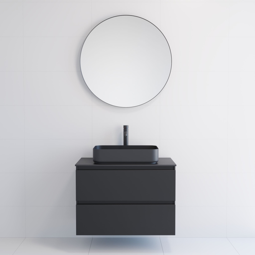 BORGSTED Badezimmerspiegel Ø 80 cm schwarz