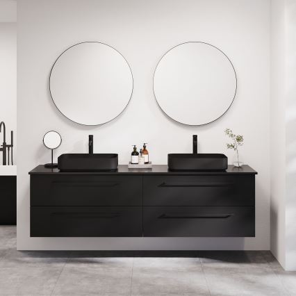 BORGSTED Badezimmerspiegel Ø 80 cm schwarz