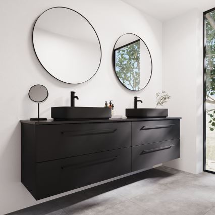 BORGSTED Badezimmerspiegel Ø 80 cm schwarz