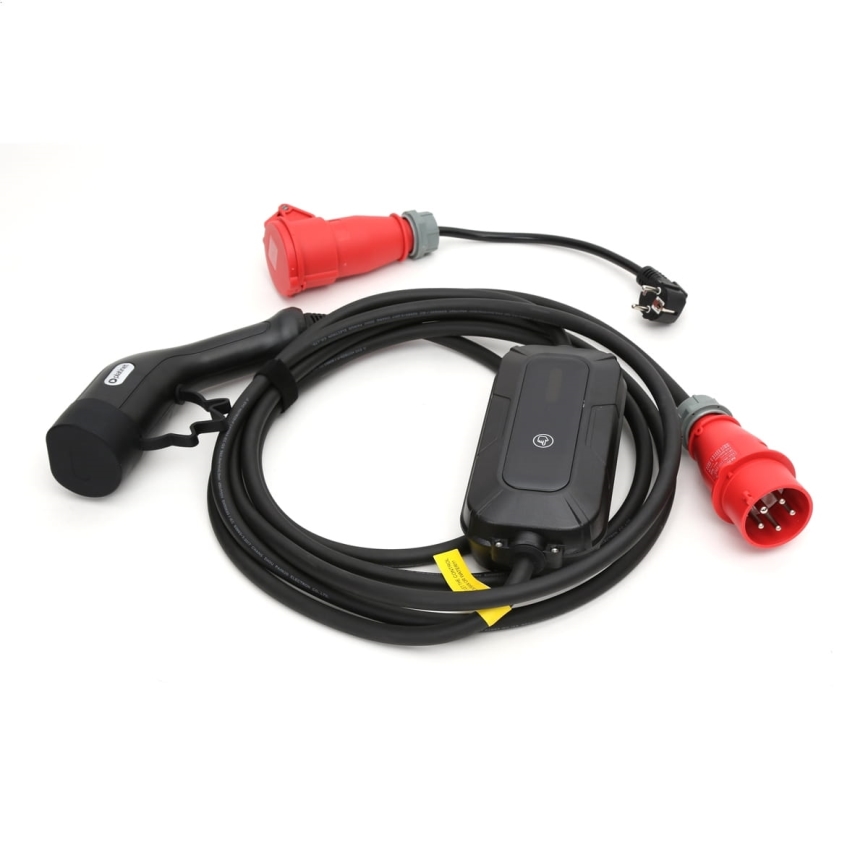 Station de recharge portable pour véhicules électriques/ hybrides rechargeables EV/PHEV — prise Type 2 AC 32 A/400 V, 22 kW, IP55, câble 7 m + adaptateur 230 V 3,7 kW + housse de transport