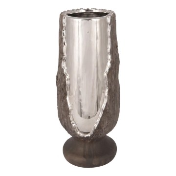 Bougeoir 25x11 cm argenté/marron
