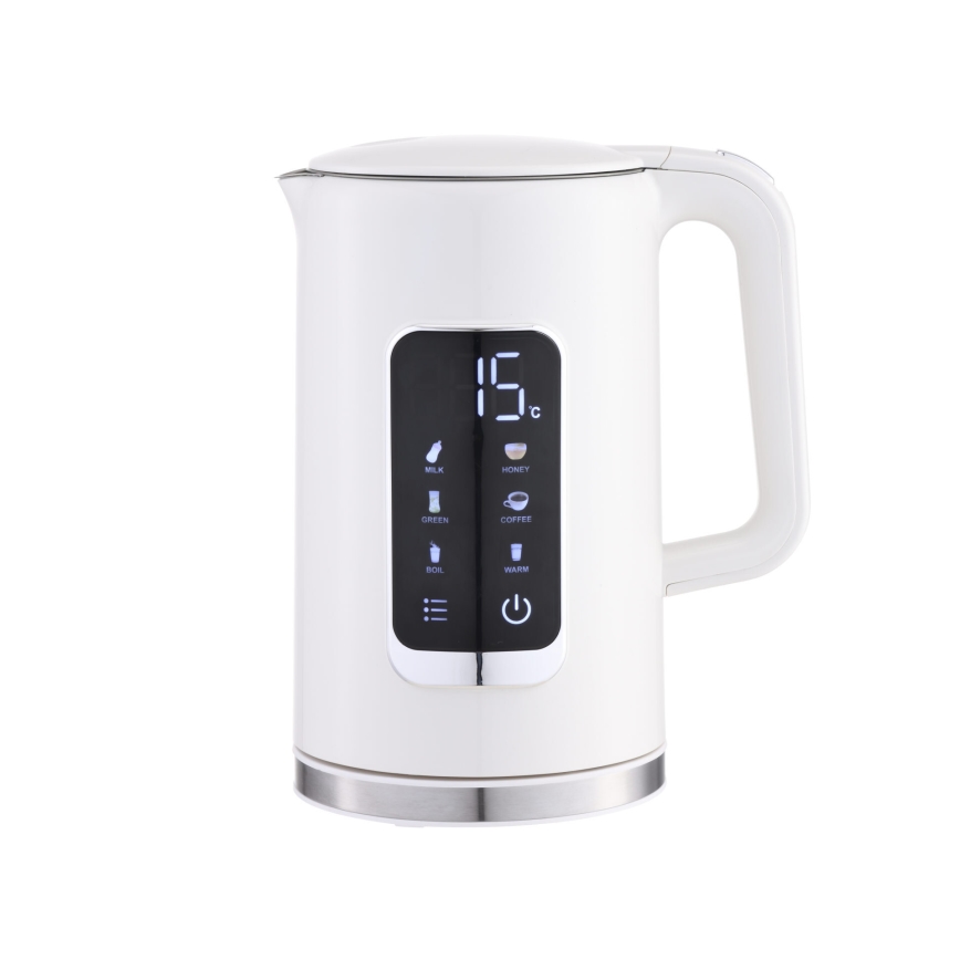 Bouilloire avec écran LCD 1,7 l 2200W/230V blanc + gobelet de voyage 450 ml